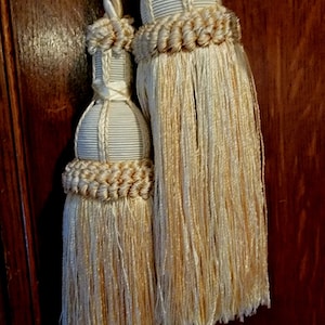IVORY GOLD Decorative Jumbo TASSEL Drapery Tieback Designer Home Decor