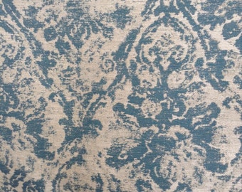 TURQUOISE OYSTER Comtemporary Damask Drapery Upholstery Cotton FABRIC by the yard;04-14-41-0515