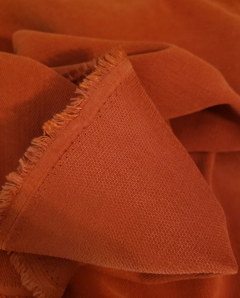 TANGERINE orange SOFT brushed TWILL upholstery fabric 1.5 yard piece 34-44-10-049 image 1