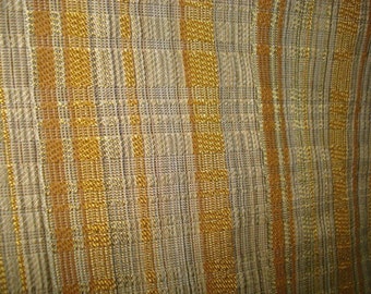 DOGWOOD LINEN Blend gold blue grey ivory woven STRIPE upholstery fabric home decor, 28-43-13-111