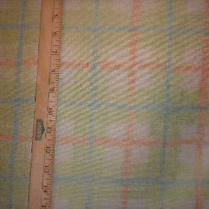 SILKY Blue Green Beige Orange Melon Peach PLAID Drapery Upholstery Fabric, 31-29-14-1003