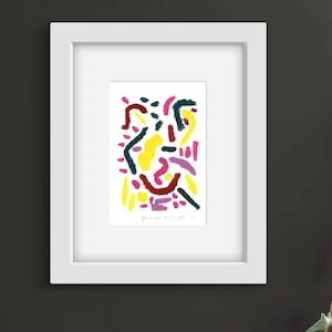 Original Art MONOTYPE 7.5 x 5 EARLY SUMMER Colorful Abstract