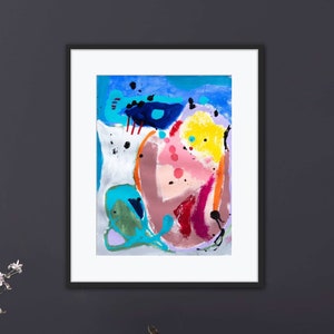 Original Art Abstract Acrylic PAINTING on Paper 24 x 18 INTIMACY