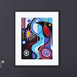 Original Abstract Art Acrylic PAINTING on Paper 24 x 18 The DREAMERS FLIGHT