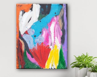 Original Abstract Art Acrylic Painting on Canvas 10 X 8 NOURISH