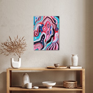 WILD OCEAN NIGHT Original Abstract Wall Art Acrylic and Oil Painting on Canvas 24 x 18 image 3