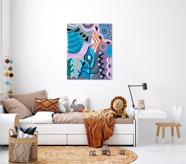 IMAGINATION Original Contemporary Wall Art Acrylic Painting on Canvas 30 x 24 image 5