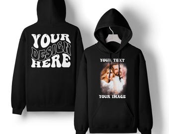 Custom Photo Hoodie, Personalized Hoodie with Text on Back, Couple Portrait