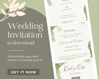 Modelo de convite de casamento, convite - casamento, convite de casamento, convite de casamento, código QR Rsvp, digital, download