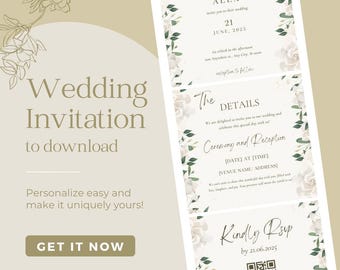 Modelo de convite de casamento, convite - casamento, convite de casamento, convite de casamento, código QR Rsvp, digital, download