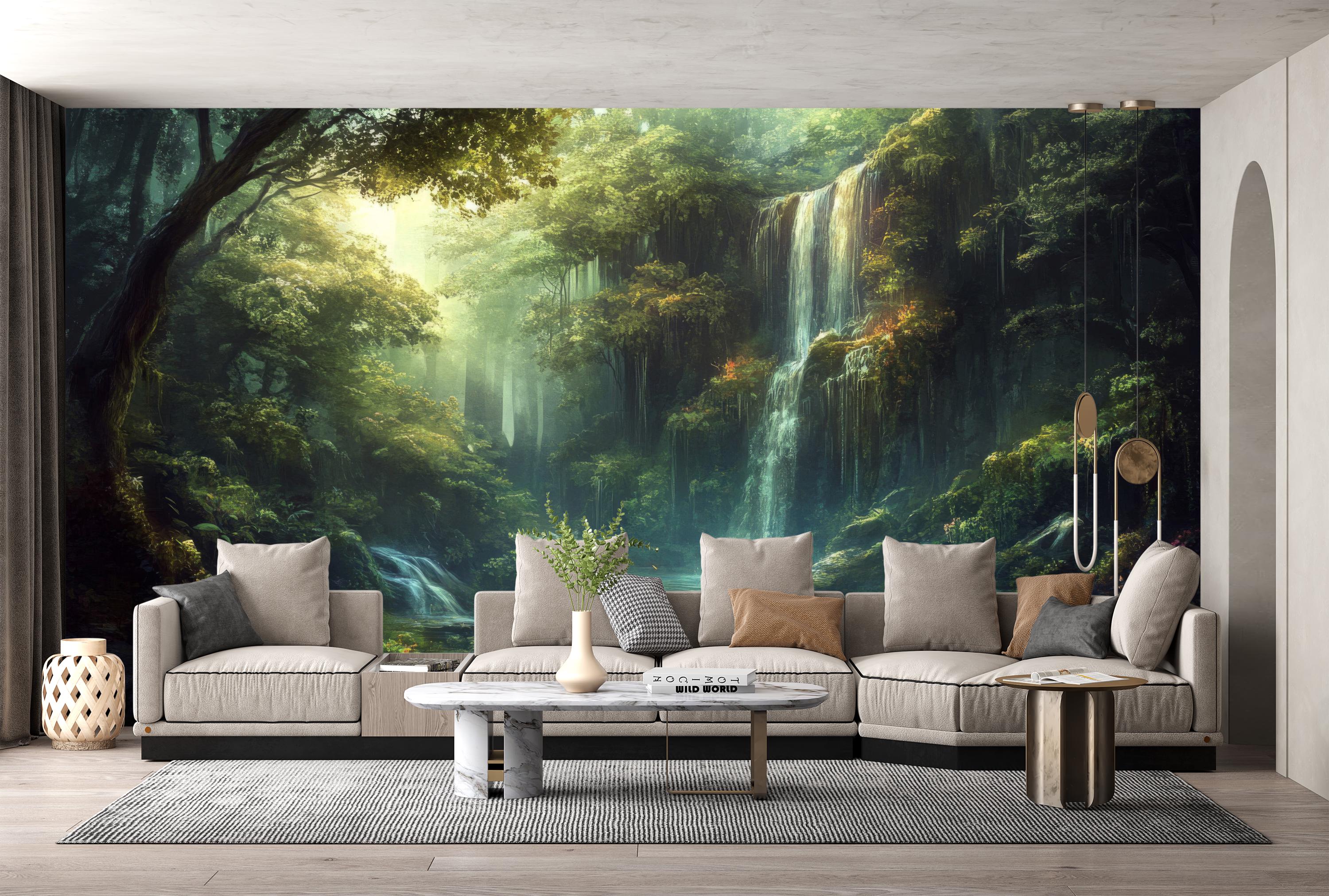Neutral Forest Neutral Forest Landscape Wallpaper,waterfall Mural,pastoral View Wall ...