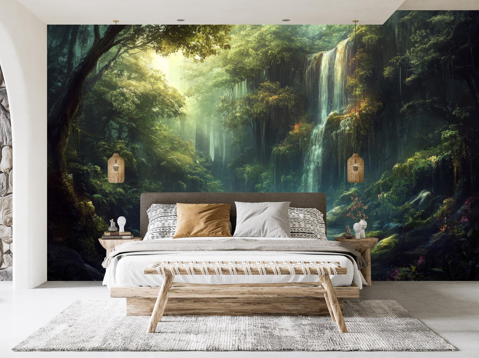 Neutral Forest Neutral Forest Landscape Wallpaper,waterfall Mural,pastoral View Wall ...