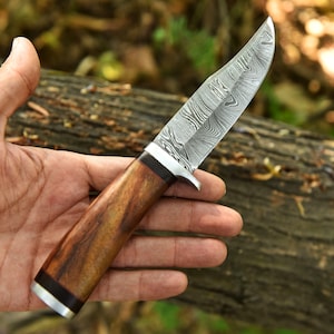 Damascus Knife Handmade Hunting Damascus knife, Hand forged Damascus Steel knife | Birthday Gift for him | Unique VALENTINE GIFT Easter Gift