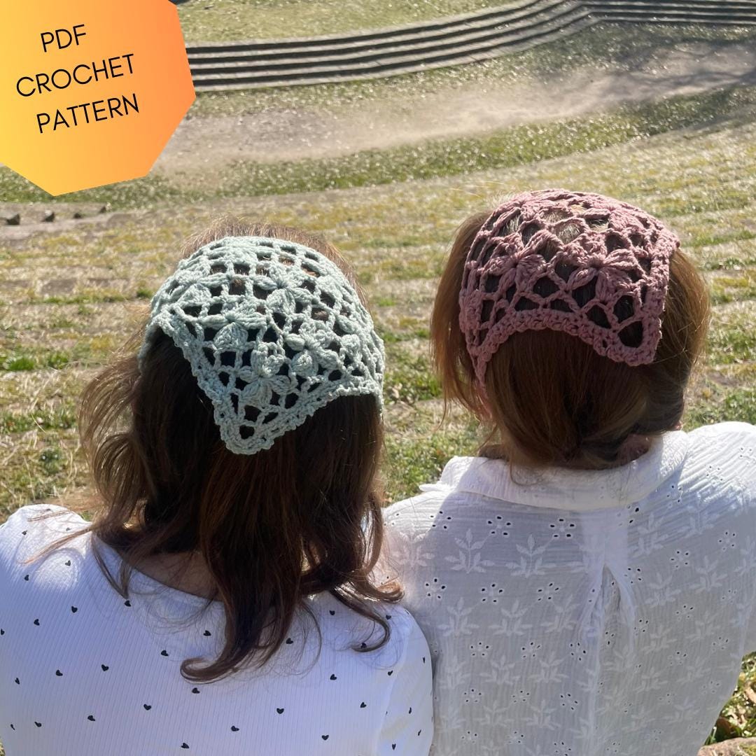 Lily Bandana Crochet Pattern - cute accessory, summer, headband, lace, romantic, flowers