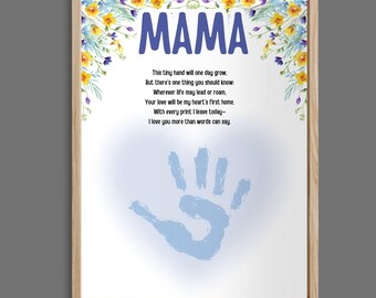 Mothers Day Handprint Art Printable | Mom craft gift from Baby, Kids, Toddler or Preschool | DIY Keepsake Gift Card