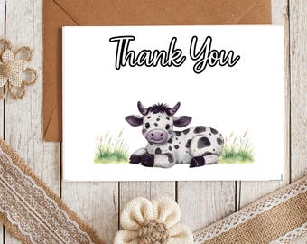 Printable Cow Thank you  card