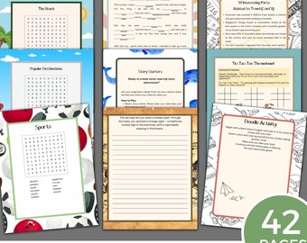 Kids Travel Activity Pack Printable Road Trip Activities for Kids 42 Page Workbook Travel Games Busy Book Car Ride Activities PDF