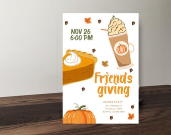 Friendsgiving Invitation Animated, Editable Thanksgiving Party Invite, Digital and Printable Fall Dinner Evite, Instant Download