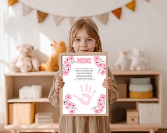 Arte con huellas de manos para el Día de los Abuelos / Regalo imprimible DIY para niños / Manualidad de recuerdo para la abuela / Idea de regalo para los abuelos (PDF)
