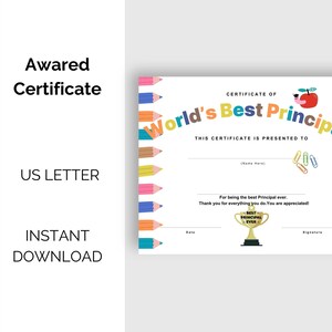 Best Principal Certificate World's Best Principal appreciation