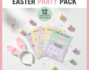Easter Games Bundle Printable Easter Party Games Family Easter Activities Easter Bingo Games for Kids Adults Instant Download Pack