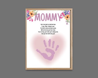 Mothers Day Handprint Art Printable | Mom craft gift from Baby, Kids, Toddler or Preschool | DIY Keepsake Gift Card