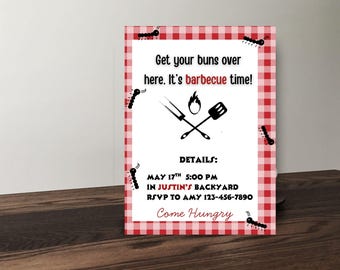 BBQ Invitation Editable digital and Printable