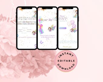 Editable Digital Baby Shower Invitation, Modern Baby Shower Evite Template, Phone Invite, Minimal Baby Shower Invite, Instant Download