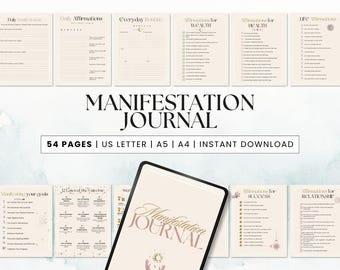 Manifestation Journal Printable | Law of Attraction Planner PDF | Daily Gratitude Affirmation Workbook | Mindset & Goal Setting Journal