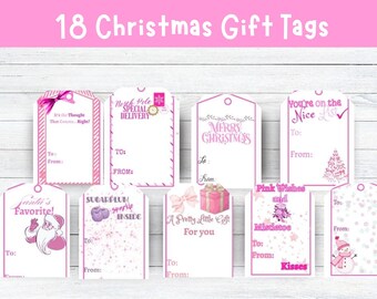 Pink Christmas Gift Tags 18 Unique Labels
