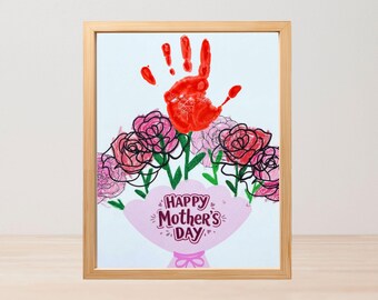 Mother’s Day Craft for Kids | Printable Handprint Bouquet Gift | DIY Preschool Activity | Classroom Keepsake Download PDF