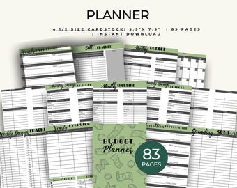 Full Year Budget Planner Printable 5.5x7.5 | Monthly Budget, Savings & Debt Tracker, Expense Log PDF