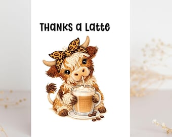 Printable Cow Thank you  card