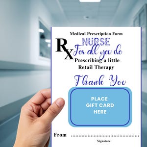 Nurse Appreciation Thank you Gift Card Holder, Printable, Last Minute Gifts, Nurse week
