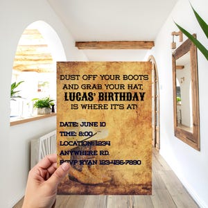 Rodeo Birthday Invitation for Men, Adult Party Invite, Western Theme, Cowboy Celebration