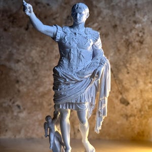 Statue of Augustus of Prima Porta, Decorative Roman Statue, Marble Infused Composite, Antique Sculpture, Home and Office Decor Gift