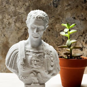 Julius Caesar Bust: Marble Composite, Roman Empire Decor