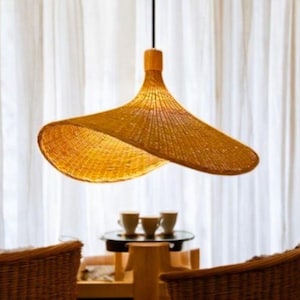 Crochet Pendant Light Boho Chandelier - Handmade Ceiling Lampshade - Modern Macrame Suspension Lamp for Home Decor & Cozy Lighting Fixture