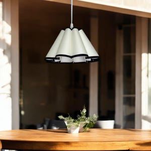 Duzy Handmade Pendant Lamp • Khaki Fabric Shade with Black Trim • High-Quality Acrylic Light • Modern Home Decor •  Lighting Fixture