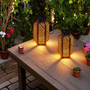 Solar Hanging Lantern - Vintage Garden Light for Outdoors • Waterproof Rustic Patio Lamp • Hanging Solar Decor for Yard, Porch, or Balcony