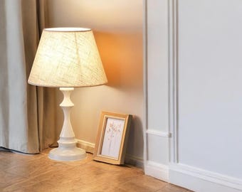 Tiny Walnut Wooden Table Lamp: Mid-Century Modern Bedside Night Light