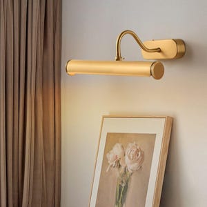 Vintage Brass Picture Light - 20&quot; Adjustable Art Gallery Wall Lamp