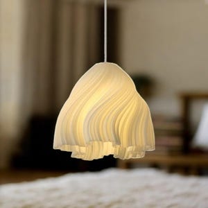 3D Printed Wavy Pendant Lamp: Modern Minimalist Light Fixture