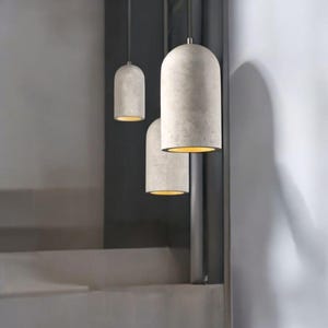 Pendant Minimalist Round Concrete Lamp • Raw Concrete Cylinder Lighting Fixture • Scandinavian Design Light • Modern Housewarming Gift Decor