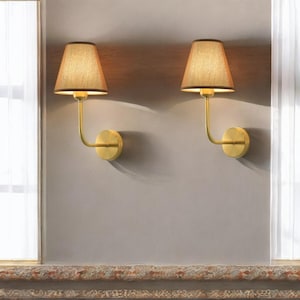 Aged Brass Wall Sconce - Vintage Plug-In Wall Light - Bedside Wall Lamp - Rustic Wall Lighting Fixture for Bedroom, Living Room, or Hallway