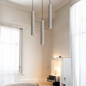 Pendant Minimalist Concrete Lamp CROMIA Trio - Modern Hanging Light in Dove Grey, Ivory Brown -Industrial Ceiling Lamp for Kitchen & Dining