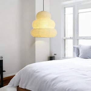 Lampada a sospensione moderna in carta di riso - Paralume sospeso Japandi per arredamento minimalista, illuminazione ambientale soffusa, lampada da soffitto SoraTobu