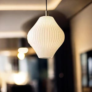 Handmade Linen Silk Pendant Light: Modern Boho Hanging Lamp