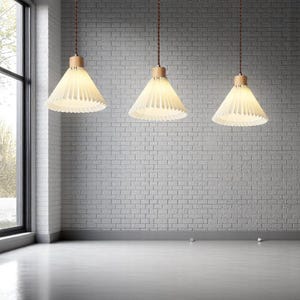 Pleated Metal Pendant Light: Nordic Farmhouse Hanging Lamp