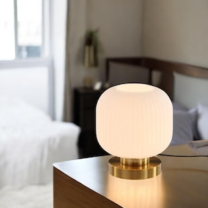 Helios Tall Modern Table Lamp – Minimalist Mushroom Desk Lamp for Home Office, Unique Bedside Light, Contemporary Room Decor